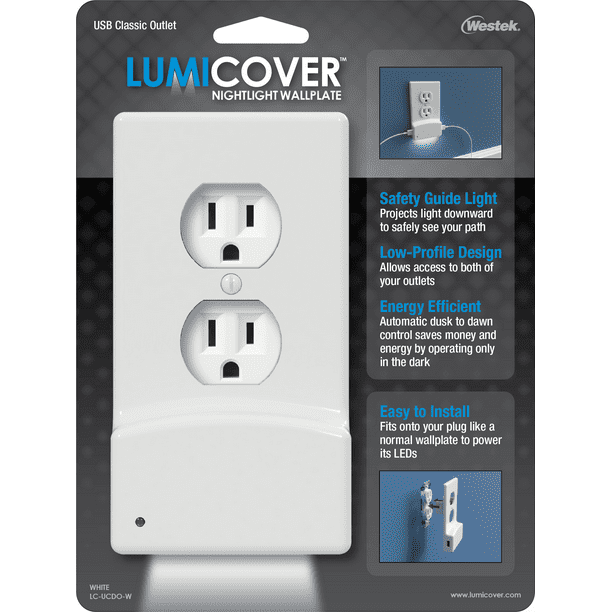 -OUTLET WALL PLATE WITH LED NIGHT LIGHTS-NO BATTERIES OR WIRES LOWEST PRICE